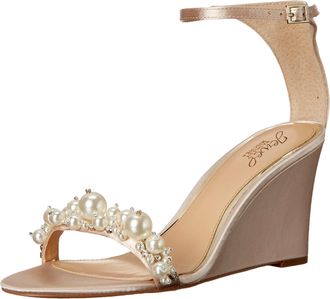 Badgley Mischka Laurence Wedge Sandal Champagne JW4206-256 Womens