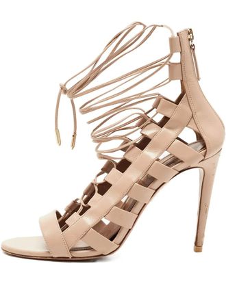 Aquazzura 2024 110mm Amazon lace-up sandals - women - Calf Leather/Calf Leather/Calf Leather - 39 - Neutrals