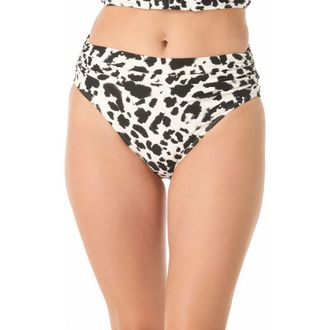 Carmen Marc Valvo Shirred Bikini Bottom in Black/white at Nordstrom, Size X-Small