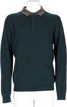 Paul Smith Green Merino Wool-Blend Long-Sleeve Knit Polo Shirt