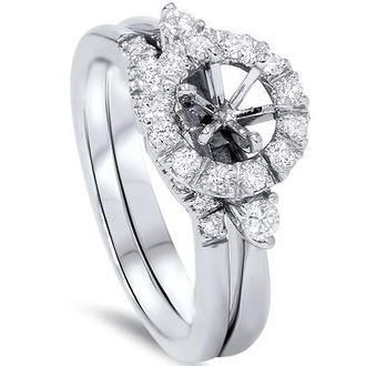 Pompeii3 1/2ct Diamond Halo Engagement Setting Set 14K White Gold