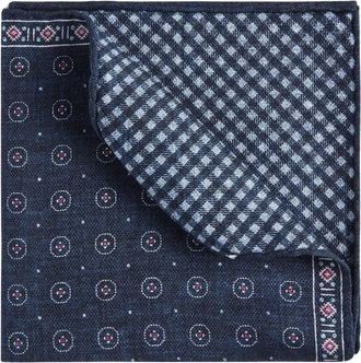 Brunello Cucinelli Zijden zakdoek met etnisch patroon - Heren - Accessoires - Blauw - ONE Size - Accessoires