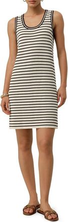 LilySilk Womens Toscana Striped Pointelle Dress in White With Black Stripes at Nordstrom, Size X-Large