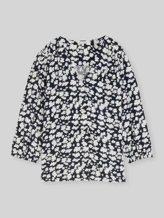 Tom Tailor Relaxed Fit Bluse mit Allover-Muster in Dunkelblau, Gr&ouml;&szlig;e 34