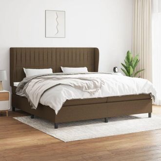 vidaXL Vidaxl - Cama Box Spring Con Colch&oacute;n Tela Marr&oacute;n Oscuro 200x200 Cm