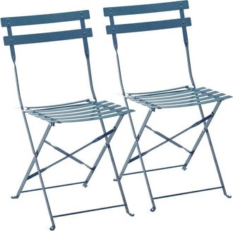 Oviala Lote de 2 sillas plegables bistr&oacute; de acero azul pacifico