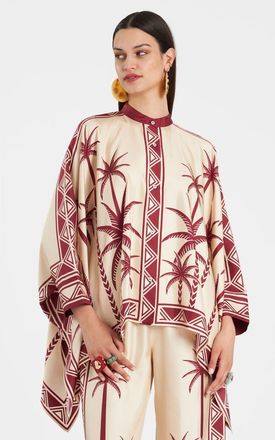 La DoubleJ Foulard Shirt Plac&eacute;e Date Palms Ivory in Date Palms Plac&eacute;e Ivory at Nordstrom, Size X-Small