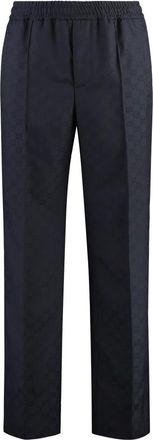 Gucci Jacquard Motif Broeken - Heren - Straight fit broeken - Blauw - M - Katoen - Broeken
