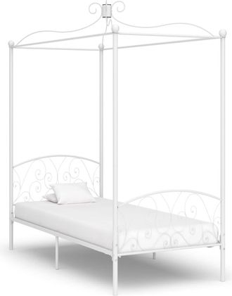 vidaXL Estructura De Cama Con Dosel Sin Colch&oacute;n Metal Blanco 90x200 Cm Vidaxl