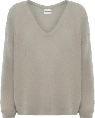 Americandreams Silja V Neck Knit - Dames - V-hals truien - Grijs - L - Wol - Truien & Vesten