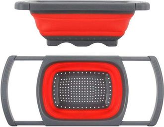 OEM &Eacute;gouttoir &Agrave; Filtre Pliable - Silicone Alimentaire - Poign&eacute;es R&eacute;glables 32-50 Cm - Pour &Eacute;vier Standard Et Profond - 1 Pi&egrave;ce