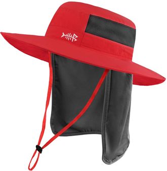 Bassdash UPF 50+ Sun Fishing Hat Water Resistant with Detachable Neck Flap Red