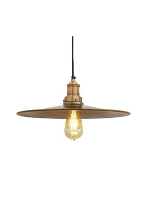 Industville Brooklyn Flat Pendant, 15 Inch, Brass, Brass Holder