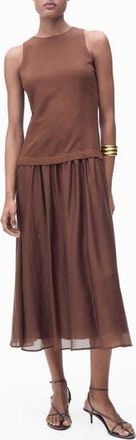 Mango Sleeveless Midi Dress in Brown at Nordstrom Rack, Size 4