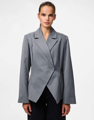 Pieces Blazer grigio gessato
