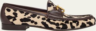 Valentino Garavani VLogo Leopard Pony Hair Loafers