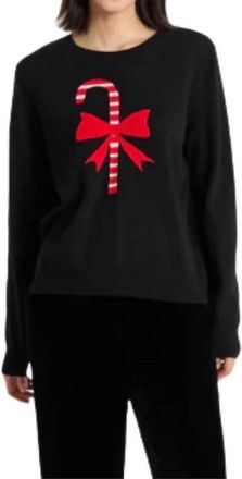 Chinti and Parker Candy Cane Long Sleeve Sweater In Black