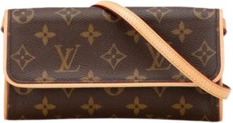 Louis Vuitton Pre-owned Cross Body Bags, female, Brown, Size: ONE SIZE Pre-owned Pochette Twin PM Monogram Shoulder Bag