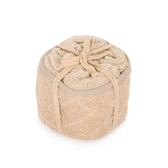 KASANOVA Set 5 lavette cotone 30x30 cm beige con cestino