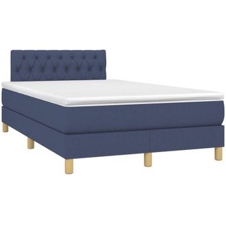 vidaXL Vidaxl - Cama Box Spring Con Colch&oacute;n Y Led Tela Azul 120x200 Cm