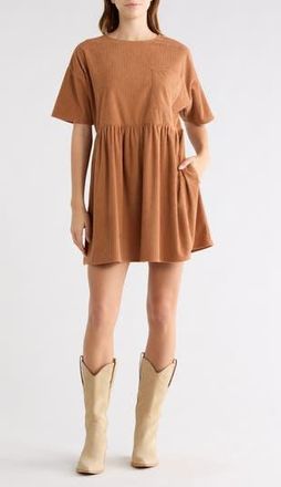 Wishlist Corduroy Shift Minidress in Camel at Nordstrom Rack, Size Medium