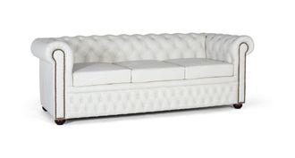 Giner&Colomer Sof&aacute; chester de tres plazas tapizado en piel natural blanco