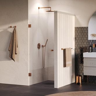 Marcel Breuer Void Carving Nisdeur - 70x200cm - draaideur - glascoating - omkeerbaar - helder glas - geborsteld koper PVD