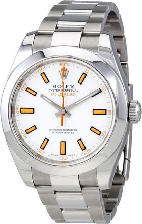 Rolex Pre-Owned Rolex Milgauss White Dial Stainless Steel Rolex Oyster Automatic Mens Watch 116400WSO