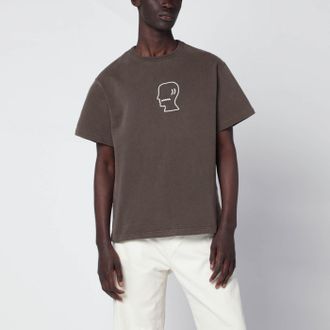 Brain Dead Brown vintage-effect T-shirt with embroidered logo