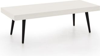 HOGAR 24 Mesa de centro de madera maciza natural, color blanco y negro