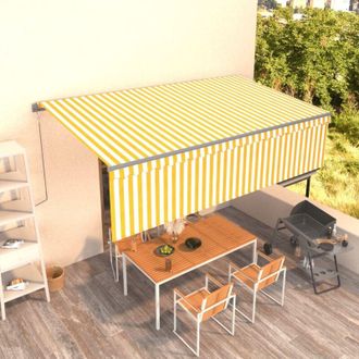 vidaXL Vidaxl - Toldo Autom&aacute;tico Retr&aacute;ctil Con Persiana 5x3 M Amarillo Y Blanco