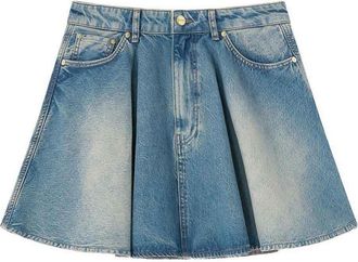 Ganni Denim Miniskirt With A Washed-Out Effect