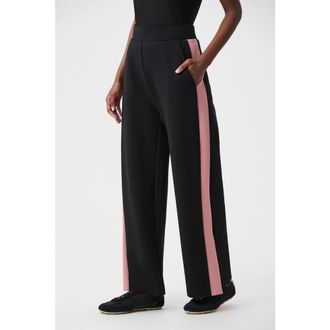 Joseph Ribkoff Scuba Jersey Color Block Wide Leg Pants in Black/vintage Rose at Nordstrom, Size X-Large