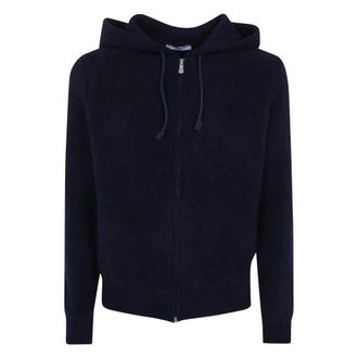 Gran Sasso Boucl&eacute; Fur Stitch Jas met capuchon - Heren - Sweatshirts & Hoodies - Blauw - Maat: 2XL Wol