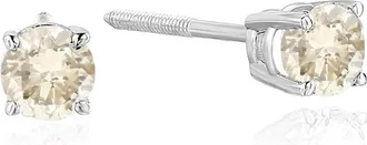 Vir Jewels 1/2 to 2 cttw Champagne Diamond Stud Earrings 14K White Gold Round Screw Backs