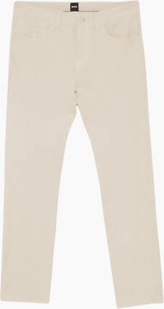 HUGO BOSS Mens H-Delaware5 Slim Fit Lightweight Beige Trousers - Cream
