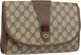 Gucci Pre-owned Clutches, female, Beige, Size: ONE SIZE Pre-owned Canvas Clutch