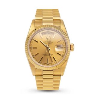 Rolex Pre-owned Rolex Day-Date Automatic Chronometer Champagne Dial Unisex Watch 18038 CSP