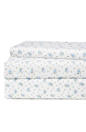 Melange Home La Fleur 200 Thread Count Cotton Sheet Set in Blue at Nordstrom Rack, Size Twin