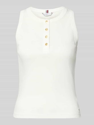 Tommy Hilfiger Slim Fit T-Shirt aus reiner Baumwolle in Ecru, Gr&ouml;&szlig;e XS