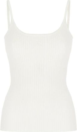 Courr&egrave;ges Mouwloze top in viscose-polyestermix - Dames - Tops zonder mouwen - Wit - M - Polyester - Tops