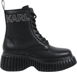 Karl Lagerfeld Kreeper Wedge - Dames - Veterlaarzen - Zwart - 38 EU - Schoenen