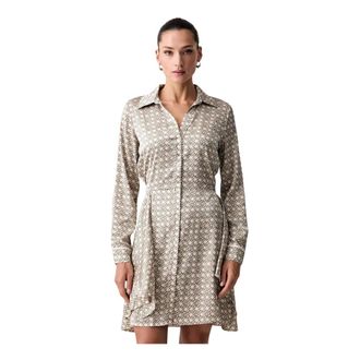 Guess Alya overhemdjurk - Dames - Jurken - Beige - Maat: XL Leer