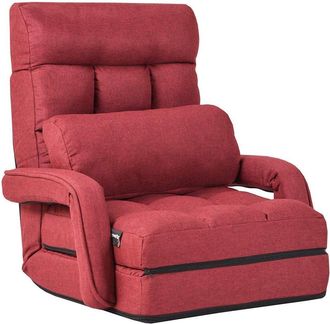 Costway Costway - Sof&aacute; Plegable Individual Silla Con Reposabrazos Y Coj&iacute;n Para Oficina Sal&oacute;n Terraza Jard&iacute;n (rojo)