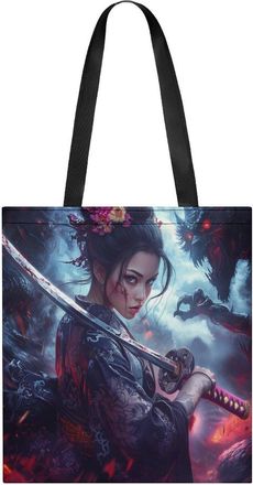 Generic Samurai Woman Womens Tote Casual Shopping Bag Lightweight Shoulder Bags Hobos Handbag for Work Travel Daily 35x40cm