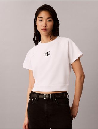 Calvin Klein Jeans Calvin Klein Womens Monologo Interlock Cropped Tee - White - XL