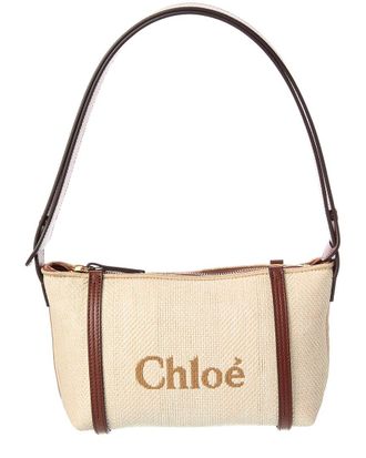 Chloé Chloe Carry Raffia & Leather Shoulder Bag