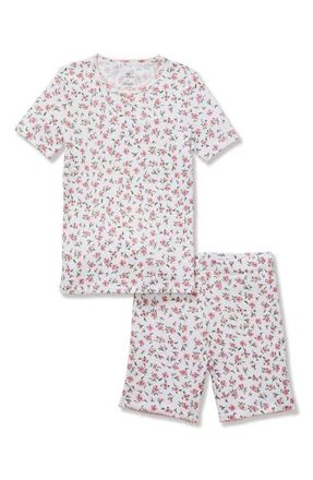 Petite Plume Kids Pima Cotton Pointelle Fitted Two-Piece Short Pajamas in Pink at Nordstrom, Size 12-18M