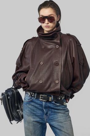 Acne Studios Cropped Leather Trench Coat