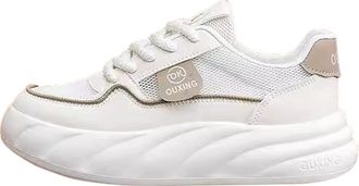 Generic Womens Thick Sole Mesh Breathable Soft and Comfortable Sneakers for Women Casual Shoes (Khaki, 5.5)